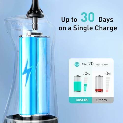 Electric toothbrush with 30-day battery life illustration