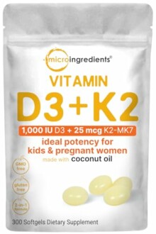 Micro Ingredients Vitamin D3 1,000 iu Plus K2